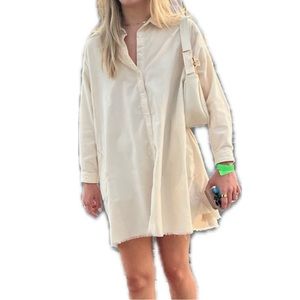 Urban Outfitters Cream Long Sleeve Dress